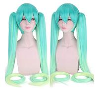 Disfraz de Cosplay Vocaloid Hatsune Miku Racing Peluca de cosplay Coletas largas y rectas Pelo sintético verde para fiestas Pelucas de Halloween CY120-25