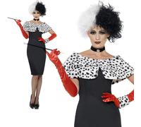 Disfraz De Cruella Malvada Para Damas Con Estampado De Dálmata Nuevo