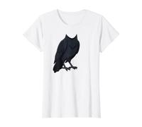 Disfraz de Cuervo para Halloween, diseño de pájaro Negro Camiseta gráfica económica, Mujer, Blanco, L