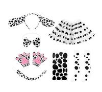 Disfraz de dálmata para niños, disfraz de dálmata, disfraz de dálmata, disfraz de dálmata, juego para niños, cinta para la oreja, pajarita y cola, papel autoadhesivo, falda de tul, juego de