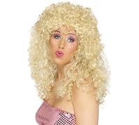 Disfraz De Dama Boogie Babe Peluca Rubia Larga Rizada De Los 80