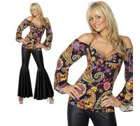 Disfraz De Dama Hippy Con Pantalones De Campana De Los Años 60 Y 70