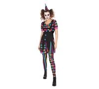 Disfraz De Dama Payaso Arlequín Multicolor De Fiesta Hal