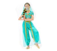 Disfraz de danza del vientre hecho a mano para niña, con paño de danza para un atuendo tradicional para bailar oriental, material suave, perfecto para actuaciones, fiestas (verde menta, 6-7 años)