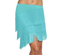 Disfraz de Danza del Vientre para Mujer Falda de Baile Latina Salsa-Tango con Flecos y Borlas Falda de Baile de Cuatro Capas con Borlas Irregular Minifalda con Shorts Festival