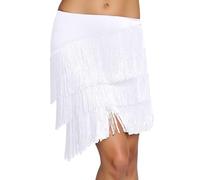 Disfraz de Danza del Vientre para Mujer Falda de Baile Latina Salsa-Tango con Flecos y Borlas Falda de Baile de Cuatro Capas con Borlas Irregular Minifalda con Shorts Festival