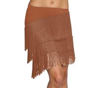 Disfraz de Danza del Vientre para Mujer Falda de Baile Latina Salsa-Tango con Flecos y Borlas Falda de Baile de Cuatro Capas con Borlas Irregular Minifalda con Shorts Festival