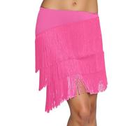 Disfraz de Danza del Vientre para Mujer Falda de Baile Latina Salsa-Tango con Flecos y Borlas Falda de Baile de Cuatro Capas con Borlas Irregular Minifalda con Shorts Festival