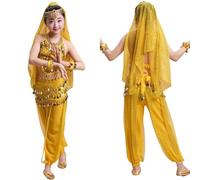 Disfraz de Danza del Vientre para Niña Trajes De Niñas Top Carnaval Ropa India 2 Piezas + Pantalón