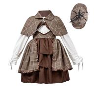 Disfraz de detective para niñas con accesorios de lupa y sombrero, conjunto de juego de rol de misterio para Halloween, fiestas y cumpleaños, tela suave y transpirable, talla 5-12 años (Brown, 7-8
