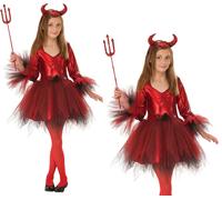 Disfraz De Diablo Para Niñas Deluxe De Halloween Con Tridente