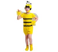 Disfraz de dibujos animados de manga corta para niños de abejas 2026 en forma de cosplay, para vacaciones, fiestas y actuaciones, amarillo, 5-6 años