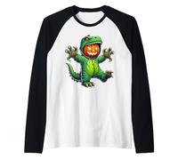 Disfraz de dinosaurio con calabaza para Halloween, cosplay, T-Rex Camiseta Manga Raglan