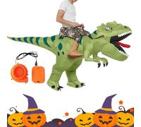 Disfraz de dinosaurio, material ligero inflable, 80-120 cm, traje Ride Ön, traje de dinosaurio T-Rex, divertido disfraz de cosplay, para adultos y niños, de Halloween (pilas no incluidas)