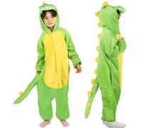 Disfraz de Dinosaurio Niños- Dinosaurios Mono de Pijamas Unisex Dinosaurio Traje de Disfraz Animal Onesie Jumpsuit con Capucha Dinosaurio Ropa de Dormir para Disfraces de Carnaval Halloween Cosplay