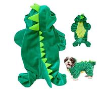 Disfraz de Dinosaurio para Perro Talla XXL Lindo Disfraz de Perro de Halloween Chaqueta Abrigo Cálido Terciopelo de Cristal Ropa de Invierno para Mascotas Sudadera con Capucha Accesorios de Cosplay