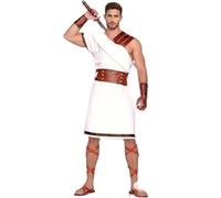 Disfraz de diosa griega para mujer, disfraz de guerrera griega, vestido tipo túnica con cinturón para Halloween (blanco (hombre), XXL)