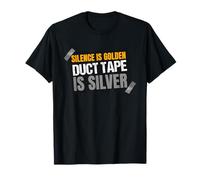 Disfraz de discurso Divertido de Silence is Golden con Cinta Adhesiva Plateada Camiseta