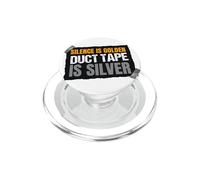 Disfraz de discurso Divertido de Silence is Golden con Cinta Adhesiva Plateada PopSockets PopGrip para MagSafe