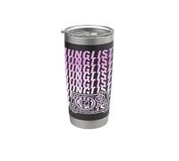 Disfraz de DJ de batería y bajo para chica de Pink Junglist, Jungle Mix Music Vaso térmico de acero inoxidable de doble pared