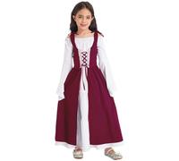 Disfraz de doncella medieval del Oktoberfest 2025 para mujer, vestido de manga acampanada, disfraz de cosplay de Ochaco Uraraka (rojo, talla M)