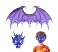Disfraz de dragón, juego de alas de cosplay, 95 x 45 cm/37,4 x 17,72 pulgadas, máscara de juego de rol, alas de espuma ligera, máscaras elásticas ajustables, tamaños para niños y adultos, fiestas