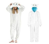 Disfraz de dragón para adultos, disfraz de dragón para adultos, pijamas para hombres y mujeres, Halloween, cosplay, fiesta, carnaval, Navidad (blanco, M)