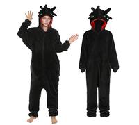 Disfraz de dragón para adultos, disfraz de dragón para adultos, pijamas para hombres y mujeres, Halloween, cosplay, fiesta, carnaval, Navidad (negro, M)