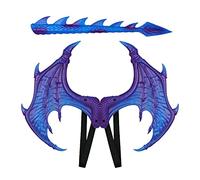 Disfraz de dragón para niños, carnaval, alas de dinosaurio, alas de cumpleaños, cola de dinosaurio, azul, morado, 60 x 30 cm