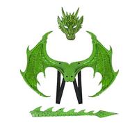 Disfraz de dragón para niños, juego completo de cosplay con alas, protección de cola y cara, material reutilizable, divertido traje completo de dragón para Navidad, Pascua, fiestas y dre