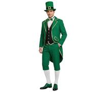 Disfraz de duende para hombre, traje del día de San Patricio, juego de 4 piezas con sombrero de hada, pajarita y calcetines, fiesta, moda, vestido, disfraz festivo de cosplay, verde, M