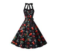 Disfraz de elfo de Navidad para mujer de los años 50, estilo Audrey Hepburn, vestido de Navidad, sin mangas, cuello de pico, vestido de Papá Noel, Rockabilly, vestido midi elegante, árbol de Navidad