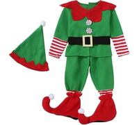 Disfraz De Elfo Infantil - Kit Disfraz Elfos - Disfraces De Duende Navideño para Niño Y Niña - Disfraces De Elfos Navideños para Niños - Traje De Ayudante De Papá Noel De Navidad