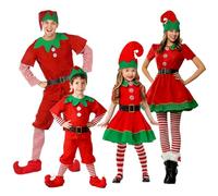Disfraz De Elfo para Niños, 100-180cm Traje De Duende Navideño con Gorro, Falda, Cinturón, Calcetines/Cubrezapatos - para Navidad, Día De San Patricio, Carnaval Y Cosplay