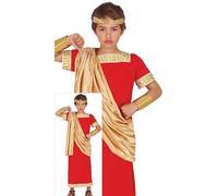 Fiestas Guirca Disfraz Emperador Romano Poderoso – Toga roja y dorada, niño 5-6 años