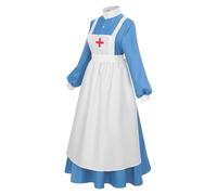 Disfraz de enfermera de Halloween, disfraz de primera guerra mundial, vestido de enfermera para mujer, traje histórico de manga larga para fotografía actores celebraciones museos