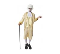Disfraz de Época Barroco, Barón y Baronesa, Amarillo Dorado con Blanco, Incluye Vestido para Mujer y Chaqueta con Chaleco, Pantalón y Cuello para Hombre, Pelucas No Incluidas (Hombre, Talla única M/L)