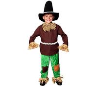 Disfraz de espantapájaros para niños y niñas. El maravilloso disfraz del mago de Oz para el día mundial del libro. Top y pantalón con pajita sintética + sombrero de carpintero, talla S