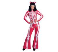 Disfraz de esqueleto Fever Devil de Smiffys, mono rojo, disfraz sexy para Halloween