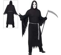 Disfraz De Esqueleto Negro Con Máscara Blanca Para Hombre Fantasía De Halloween