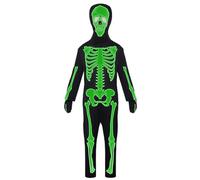 Disfraz de esqueleto para niños - Glow in Dark Suit Turnet, Halloween Cosplay Set | Guantes de máscara de bodys con spook, traje de disfraces espeluznante completo, ropa de disfraz cómoda, fiesta de