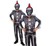 Disfraz De Esqueleto Punk Para Niños Halloween Ropa Elegante Para Niños Y Niñas