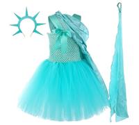 Disfraz de estatua de la libertad para niñas, disfraz de cosplay para el día de la independencia con diadema - cosplay de microfibra para, espectáculos teatrales, cosplay, Halloween y fotos