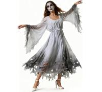 Disfraz de Fantasma de Gasa para Mujer, Disfraz de Fantasma Zombie, Halloween para Mujer Juego de Roles, Disfra-z de Reina, Costume Hallowee-n donna de Halloween Gótico Victoriano Blanco para Adulto