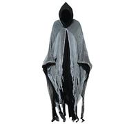Disfraz de fantasma de Halloween para adultos, disfraz de parca, capa de terror, capa con capucha, disfraz de Halloween para cosplay, carnaval y fiestas de miedo, zombie, disfraz de vampiro, B-negro