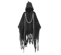 Disfraz de fantasma para niños, capa de fantasma espeluznante de 90 cm con diseño de cadena en la cintura de la Parca, disfraz de Halloween para niños y niñas, capa con capucha Parca,traje fantasmal