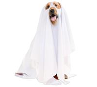 Disfraz de fantasma para perro, adorable y divertido disfraz de Halloween de poliéster con capa blanca para perro, ideal para fiestas, trucos o dulces, Halloween, capa para, disfraces para perr