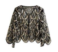 Disfraz de fiesta 2026 de los años 2020 con lentejuelas y cuentas para mujer, capa de boda, dorado, Altoa única