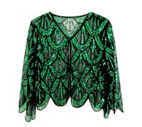 Disfraz de fiesta 2026 de los años 2020 con lentejuelas y cuentas para mujer, capa de boda, verde, Altoa única