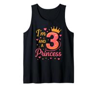 Disfraz de Fiesta de Corona con Texto en inglés I'm 3 and a Princess Birthday Girl Camiseta sin Mangas